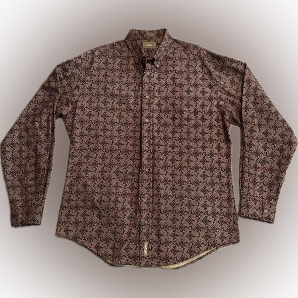 Retro Men’s Paisley 70’s Style Geometric Long Sleeve Shirt